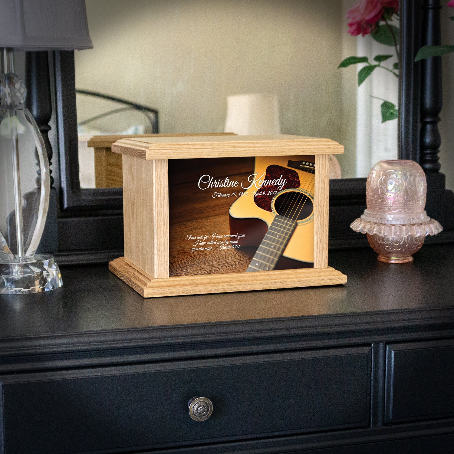 Acoustic Guitar Cremation Urn Solid Oak Engraved Etsy