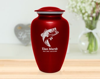 Engraved Bass Fishing Cremation Urn