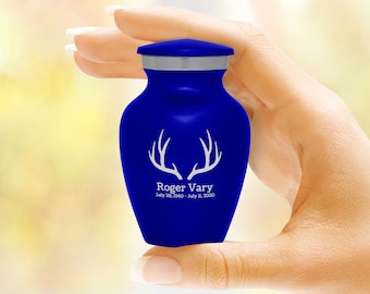 Deer Antler Keepsake Urn - Five Colors - Engraved - Sharing Mini Urn