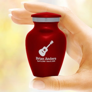 Acoustic Guitar Keepsake Urn - Five Colors - Engraved - For Ashes