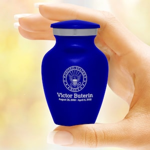 Navy Keepsake Cremation Urn - Engraved