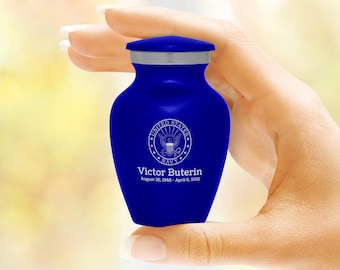 Navy Keepsake Cremation Urn - Engraved