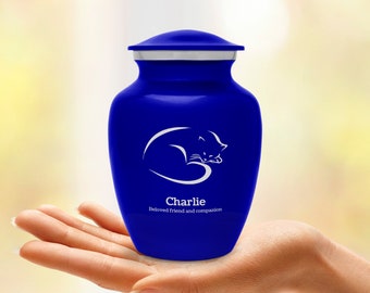 Sleeping Cat Cremation Urn - Engraved - Multiple Colors