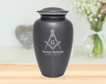 Masons / Masonic Cremation Urn - Engraved - Adult Full Size