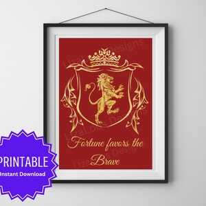 Fortune Favors the Brave Poster - Wizard Houses - HP Wall Art - Printable