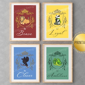 HP Four Houses Wall Art (bright colors) - Set of 4 Printables