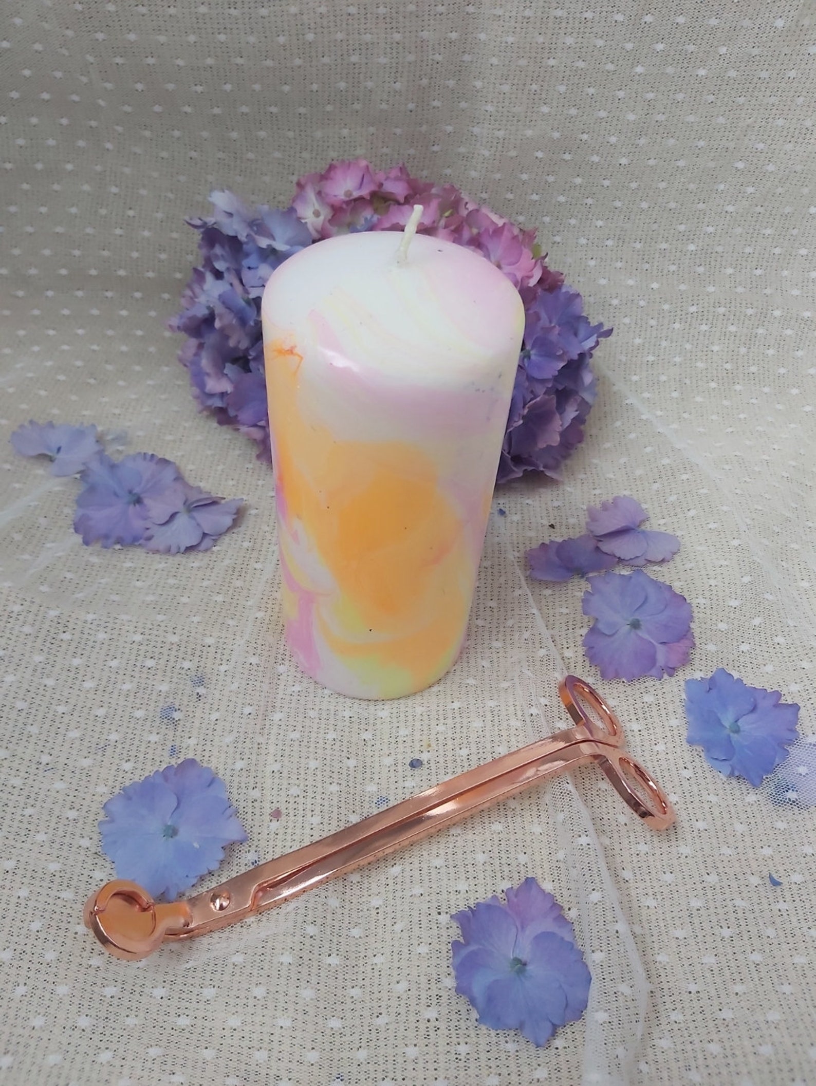 Marble Pillar Candle Marble Effect Candle Tie Dye Pillar Etsy