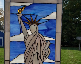 Stained Glass RV Door Window-Lady Liberty RV Stained Glass Door Window-RV Window-Camper Window-Camper Stained Glass - Statue of Liberty