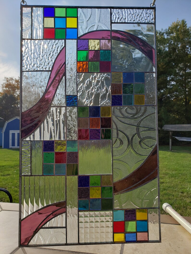 Stained Glass RV Door Windowfrank Lloyd Wright Colored RV Etsy