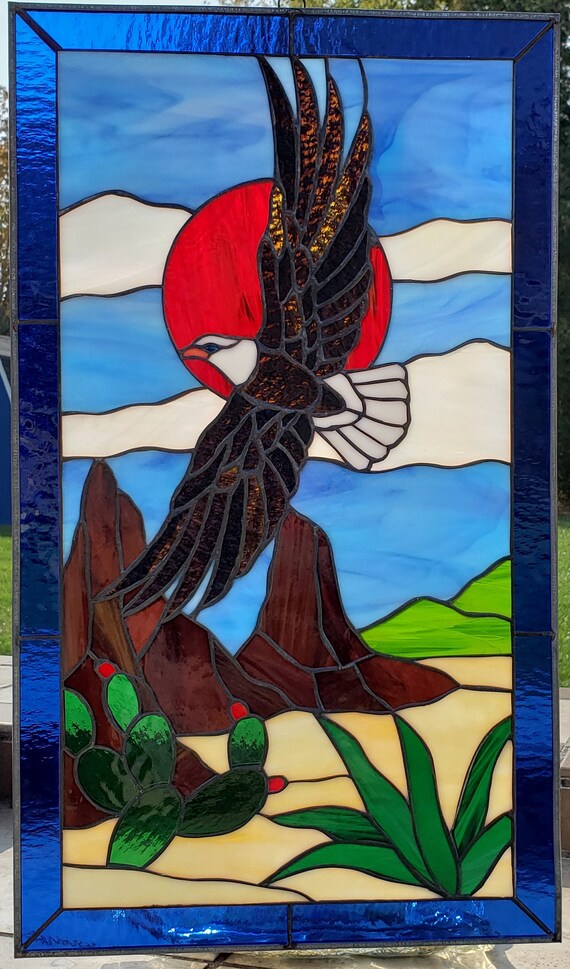 Stained Glass RV Door Windoweagle With Sun RV Stained Glass Etsy