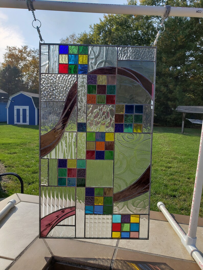 Stained Glass RV Door Windowfrank Lloyd Wright Colored RV Etsy