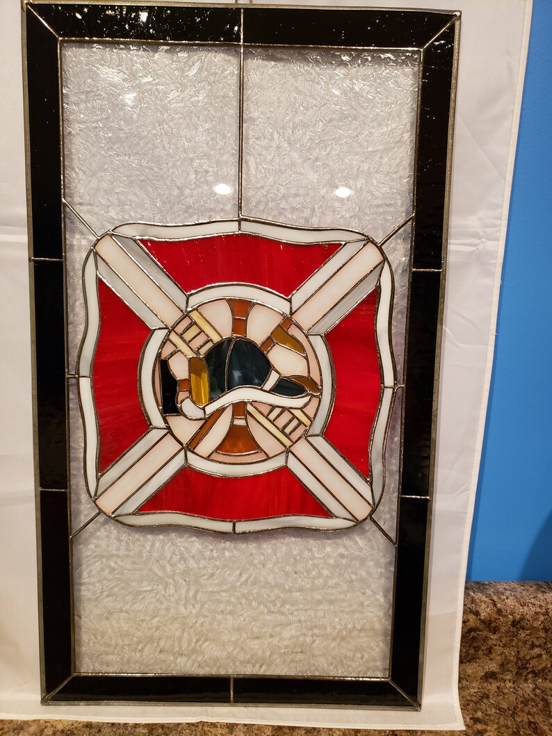 Stained Glass RV Door Windowleaded Glass Firefighter Stained Etsy