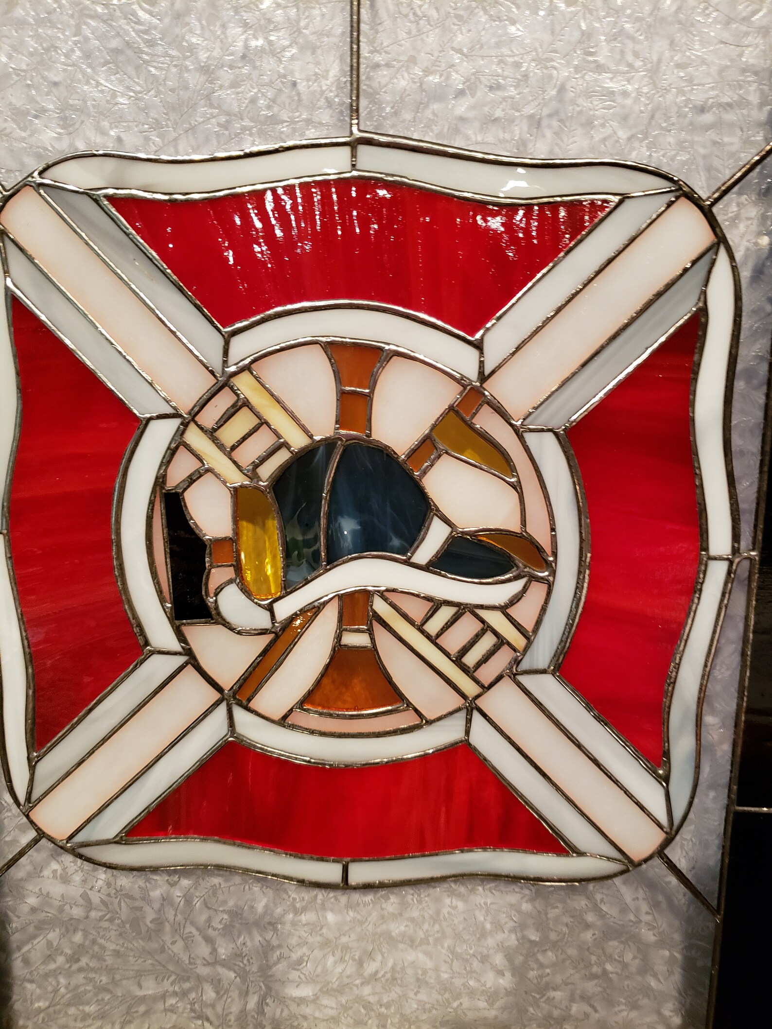 Stained Glass RV Door Windowleaded Glass Firefighter Stained Etsy