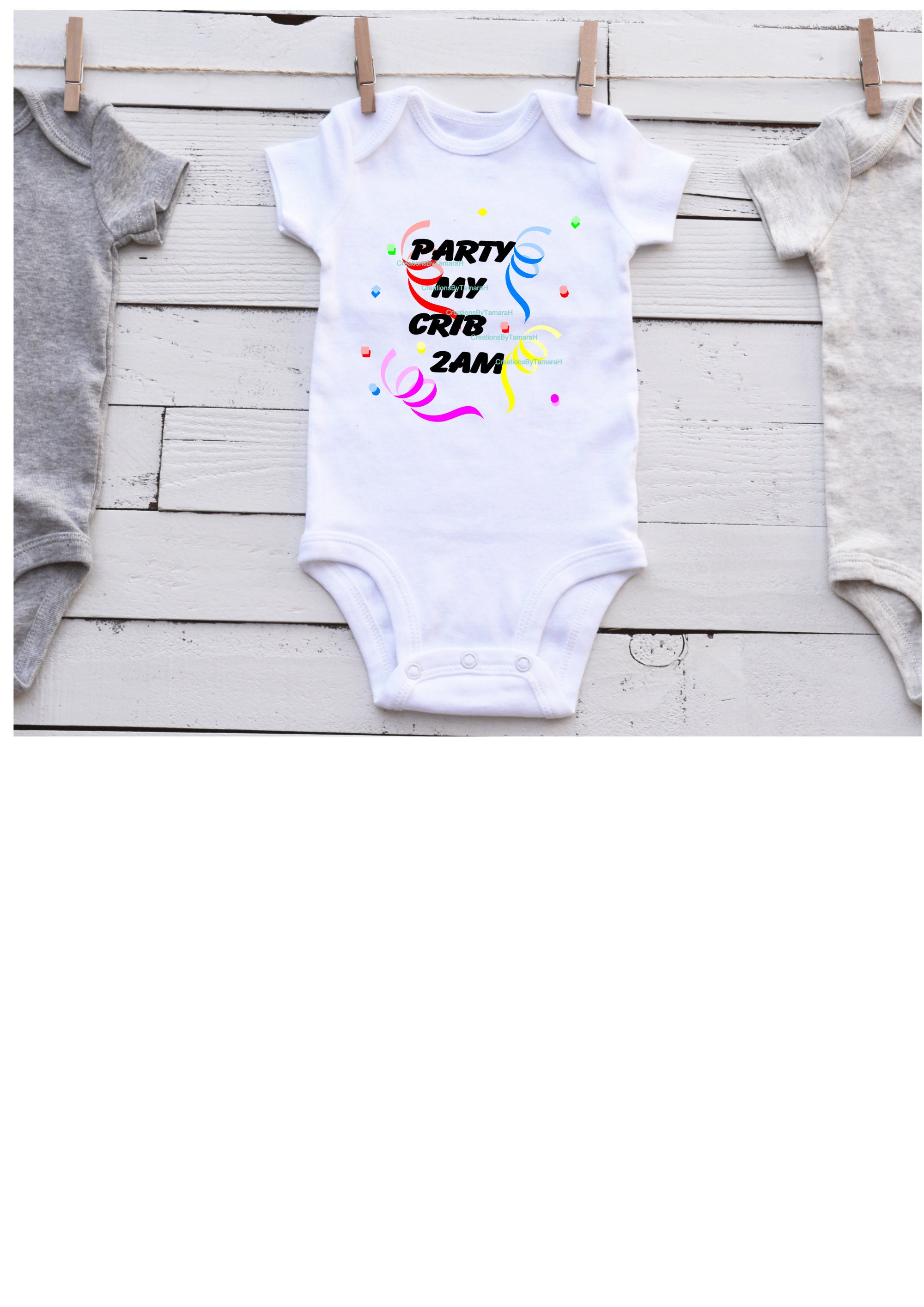 Party at My Crib 2am Onsies Infant Baby, Confetti, Party, Crib, Digital