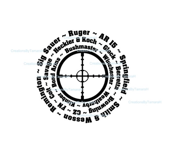 Guns and Crosshairs, ar, ruger,  Winchester, gun rights, target Digital SVG, JPEG & PNG