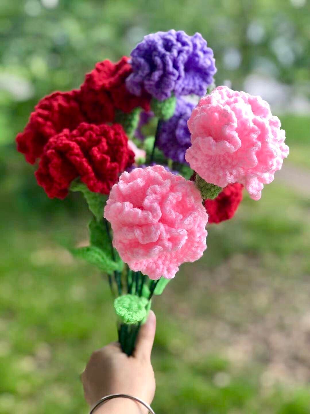 Crocheted Carnation Flowers Multiplie Color Options Etsy