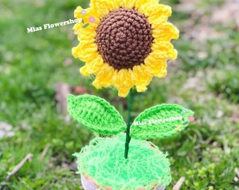 Crochet Sunflower Pot