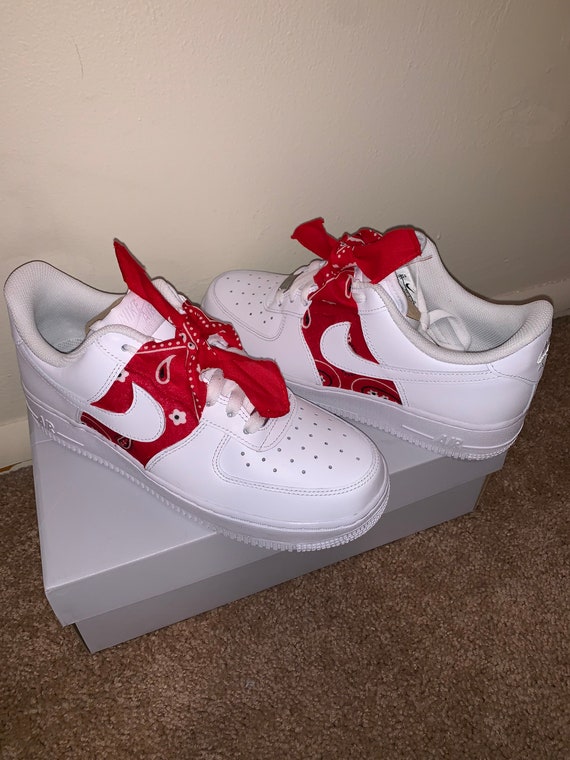 air force 1 red bandana shoes