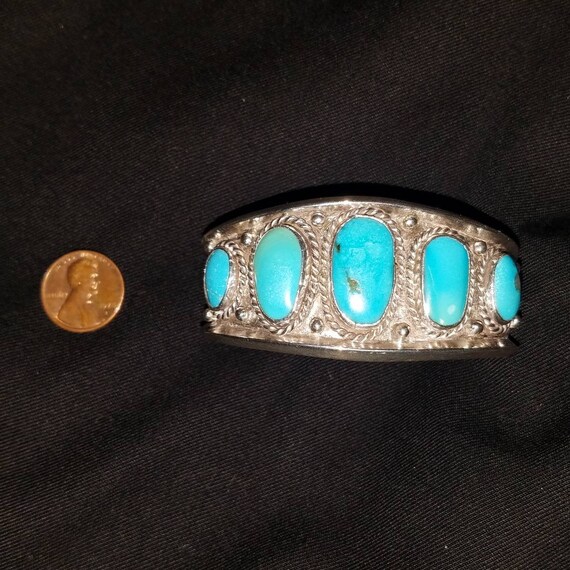 Vintage 1930s sterling silver and turquoise Navaj… - image 3