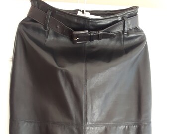 Vintage Michael Kors Black Leather Pencil Skirt