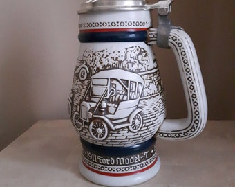 Boccale da birra vintage Avon Old Cars: boccale in ceramica degli anni '80, prodotto in Brasile