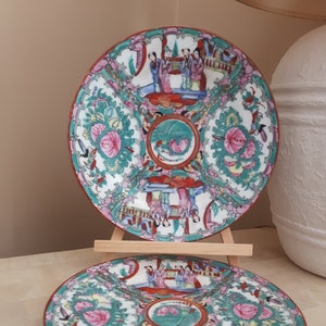 Vintage Qianlong Nian Zhi Porcelain Plates, Hong Kong, Wa Lee Pottery