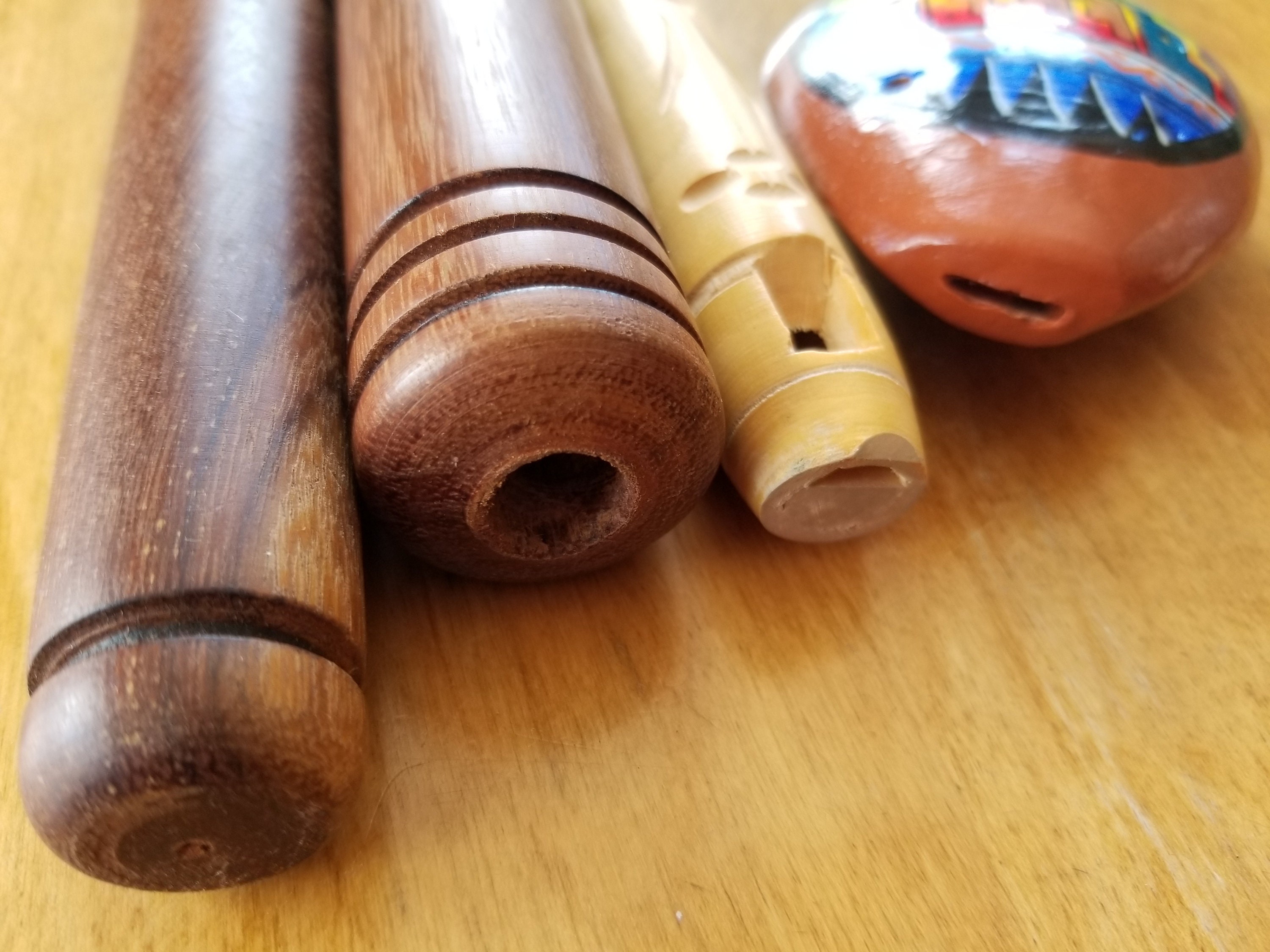 Vintage Souvenir Musical Instruments: Hand Carved Wood Flute