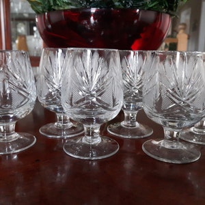 Set of 6 Crystal Stemmed Cordial Glasses, Crystal Liqueur Glass Set, Crystal Glassware