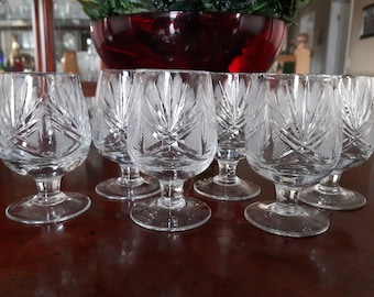 Set of 6 Crystal Stemmed Cordial Glasses, Crystal Liqueur Glass Set, Crystal Glassware