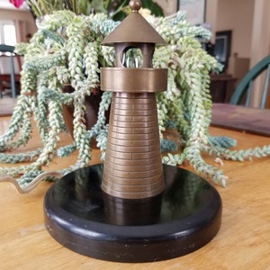 Vintage Brass Lighthouse Lamp, Small Metal Lighthouse Light
