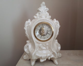 Vintage Narco Wind Up Mantle Clock, Ceramic Mantle Clock Made in West Germany