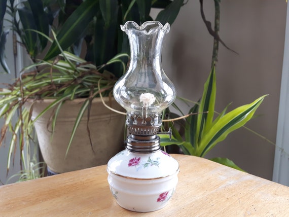 Vintage Hurricane Lamp Miniature Porcelain Hurricane Lamp Etsy UK