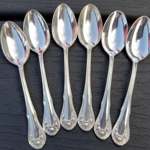Antique Oneida Community Reliance Plate Teaspoons, Bridal Bouquet Pattern Oneida Spoons, Silver Plated Demi Spoon