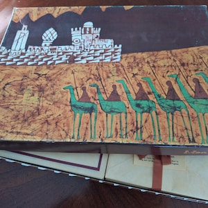 Juego de papelería vintage Montag's, juego de papelería Caravan Batik de Montag, juego de caja para escribir cartas y notas vintage