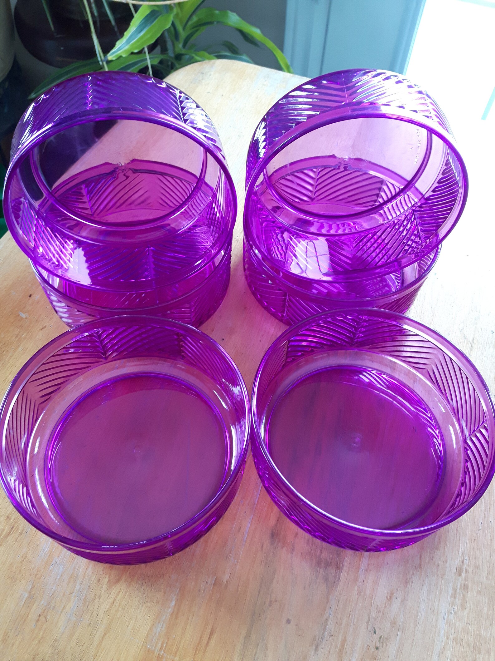 Vintage Purple Acrylic Bowl Set Plastic Picnic Bowls Made in Etsy