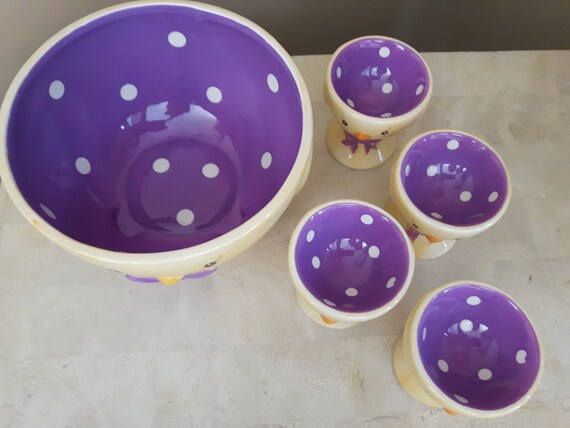 LOFEKEA Eierbecher-Set 4 Stück gepunktet aus Keramik