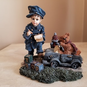 Vintage Dollstone Collection Style 3524 Benjamin with Matthew.....The Speed Trap, Resin Yesterdays&#39; Child Figurine, Boyds Collection