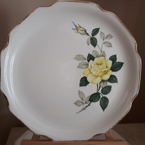 Set of 7 Yellow Briar Luncheon Plates, Quban Rose China Luncheon Plates