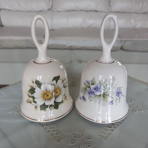 Set of 2 Floral Porcelain Sadler Bells Made in England