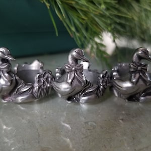 Set of Three Vintage Pewter Napkin Rings, Duck Napkin Rings, Small Pewter Napkin Rings, Seagull Pewter