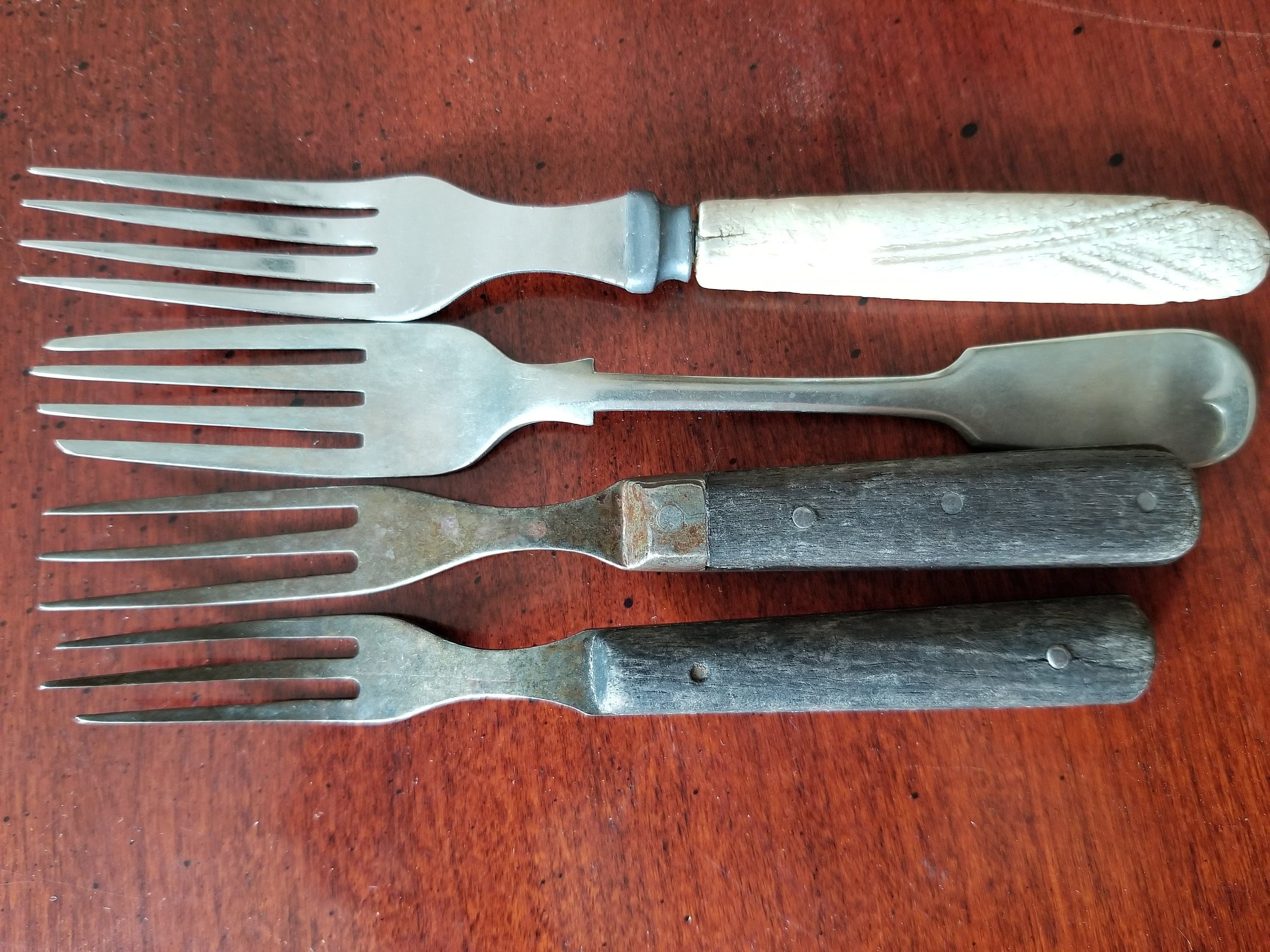 Lot of 4 Antique and Vintage Forks, Civil War Era Three