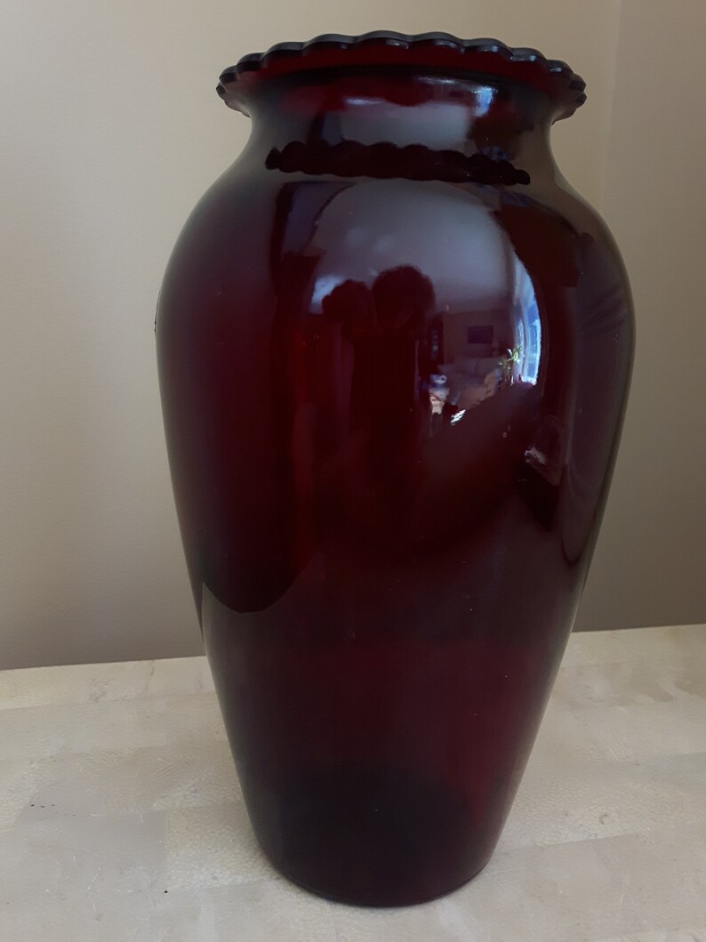 Royal Ruby Vase Vintage Red Glass Flower Vase by Etsy