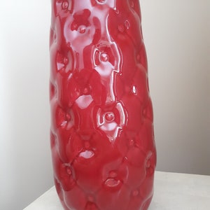 vase en céramique à motif matelassé vintage, vase en céramique rouge brique, vase à fleurs vintage image 4