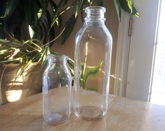 Vintage Square Milk Bottles, Canadian Square Glass Milk Bottles Mid Century, Glass Milk Bottle 67016