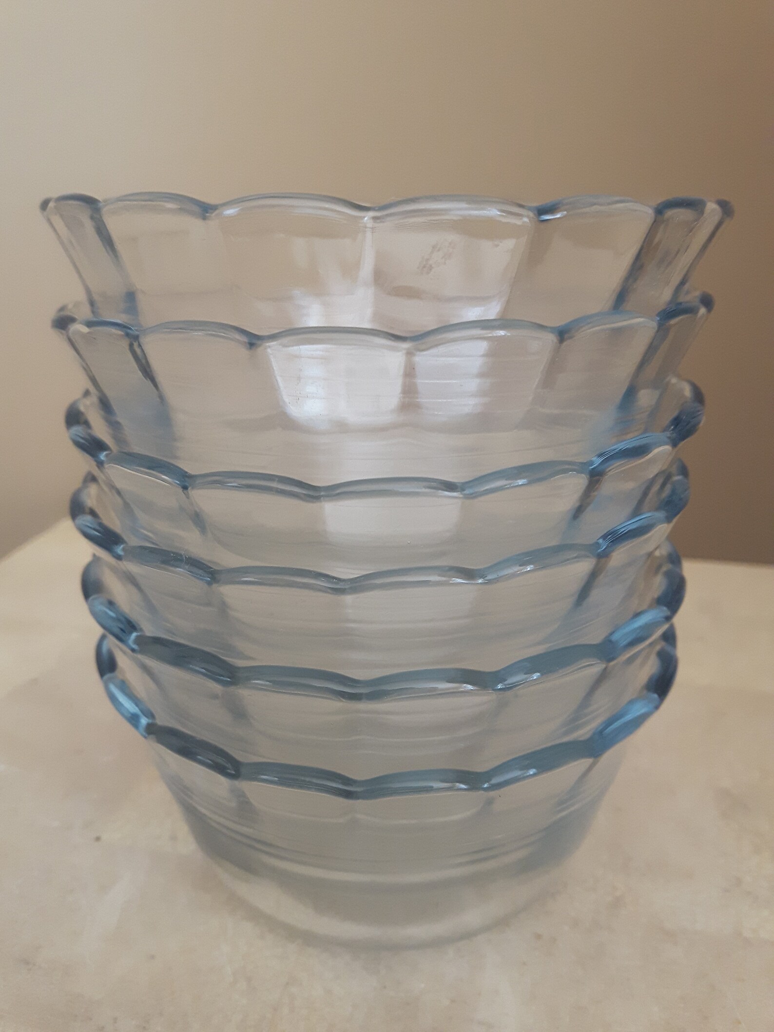 Set of Six Vintage Marinex Blue Tinge Ramekins Scalloped - Etsy