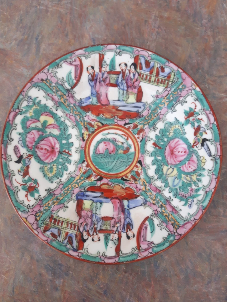 Vintage Qianlong Nian Zhi Porcelain Plates Hong Kong Wa Lee Etsy