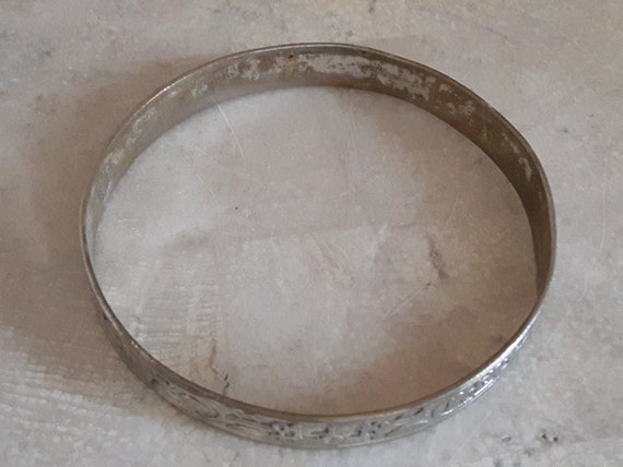 Sterling Silver Bangle Bracelet, Egyptian Hierogl… - image 4