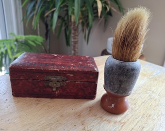 Vintage Shaving Set and Shaving Brush, Natural Bristle Antique Shaving Brush, Antique Razor Set
