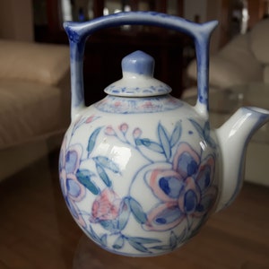 Vintage Porcelain Chinese Teapot, Hand Painted Porcelain Small Teapot