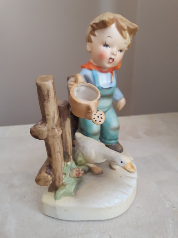 Vintage Arnart Porcelain Figurine Farm Boy With Duck 8057 Made in
